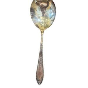Vintage Wm. Rogers & Son AA Pat. Apr. 14-25 Silver-Plated Ornate Serving Spoon